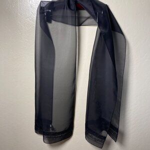 Ann Taylor 100% Silk Sheer Black Evening Wrap / Shawl – 66 Inches – NWT
